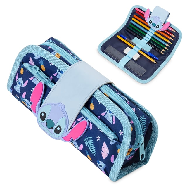 Estuche para lápices Disney Stitch con funda, bolígrafo, lápiz, goma de borrar y regla