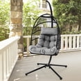 thumbnail image 3 of Costway Patio Hanging Egg Chair with Stand Waterproof Cover Folding Basket Cushion Grey, 3 of 10