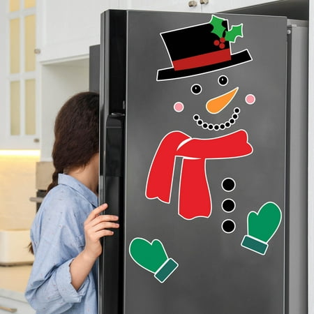 

HGWXX7 Christmas Decor Snowman Refrigerator Christmas Decorations Stickers Xmas Holiday Decorations For Fridge Metal Door Cabinets Garage Door Paste
