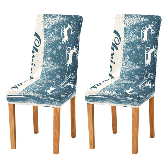 BZSMCE Chairs Slipcovers Dining Chair Covers Reindeer Fly on Blue Sky Creative Pattern