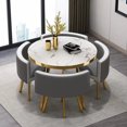 thumbnail image 3 of Marble Round 80cm Dining Tables Set 4 Chairs Modern Center Wood Table Luxury White Muebles Para El Hogar Apartment Furniture My Lux Decor Round, 3 of 24