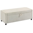 thumbnail image 1 of HOMCOM Ottomane de Rangement, Banc de Bout de Lit Rembourré en Velours Côtelé, Beige, 1 of 10