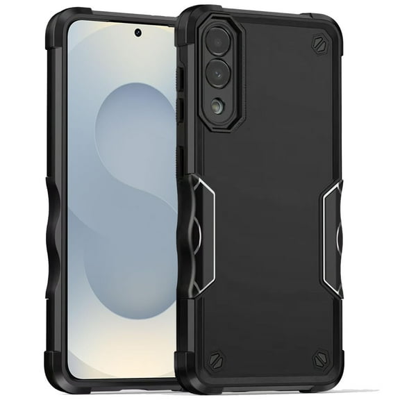 TJS for Samsung Galaxy S25 Edge Phone Case, [Military Grade] Heavy Duty Magnetic Support Ring Kickstand Cover for Galaxy S25 Edge (Black)