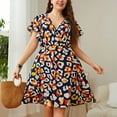 thumbnail image 2 of Plus Size Dress For Women Women's Casual Sexy Fashion Summer V Neck Short Sleeve Loose Printing Plus Size Dress Spring Summer Dresses For Women 2023, 2 of 6