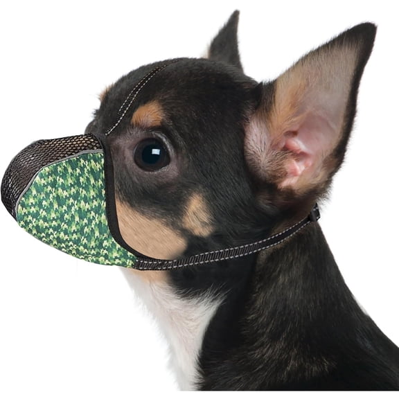 BESTSKY Dog Muzzle for Extra Small Dogs Anti & Prevent Biting Chewing Barking Soft Air Mesh Muzzles Reflective Ajustable Full Coverage Dog Mouth Guard Cover for Grooming Scavenging Green XS