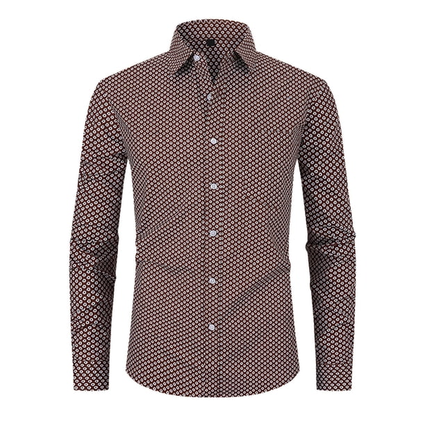 Blusa y camisa de manga larga con cuello vuelto para hombre, blusa informal a la moda con estampado a cuadros, blusa de manga larga con botones y cuello vuelto para hombre