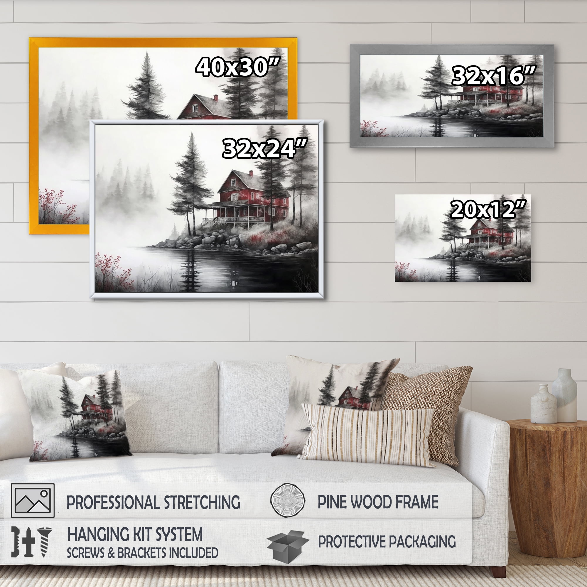 Designart Cottage On The Lake III Canvas Wall Art
