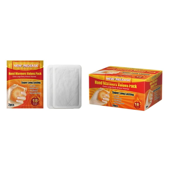 Portable Self-Heating Hand Warmer Packs (20-Pack) - Reusable for Hands, Waist & Abdomen, 12  Hour Heat