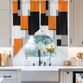 thumbnail image 4 of Orange Black Patchwork Swag Curtain Valance for Windows, Abstract Retro Art Window Treatments Short Swag Topper for Kitchen Windows Bathroom Bedroom, 28"x36", 4 of 8