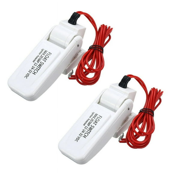2X Bilge Pump Float Switch Automatic 12V 24V or 32V for Boat Yacht Caravan Camping Marine Fishing Water Pump Auto ON/OFF,2 x Bilge Pump Float Switch,white & red