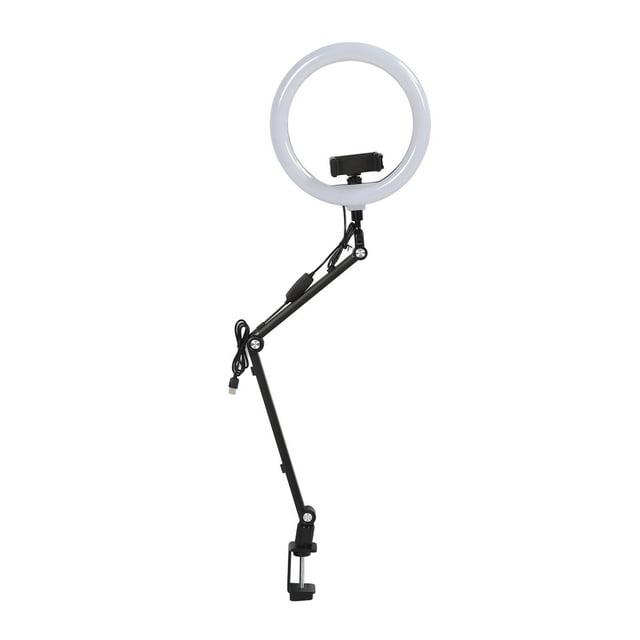 10in Live Stream Fill Light Angle Adjustable Dimmable Clip On LED Light With Stand Phone Holder For Beauty Manicure
