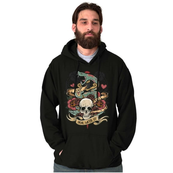 Love Kills Deal With Skull Tattoo Hoodie Sweatshirt Women Men Brisco Brands S