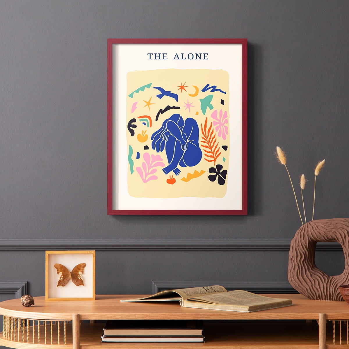 Matisse CDXLIII in Red Solid Wood Framed Print No Nail Hanging
