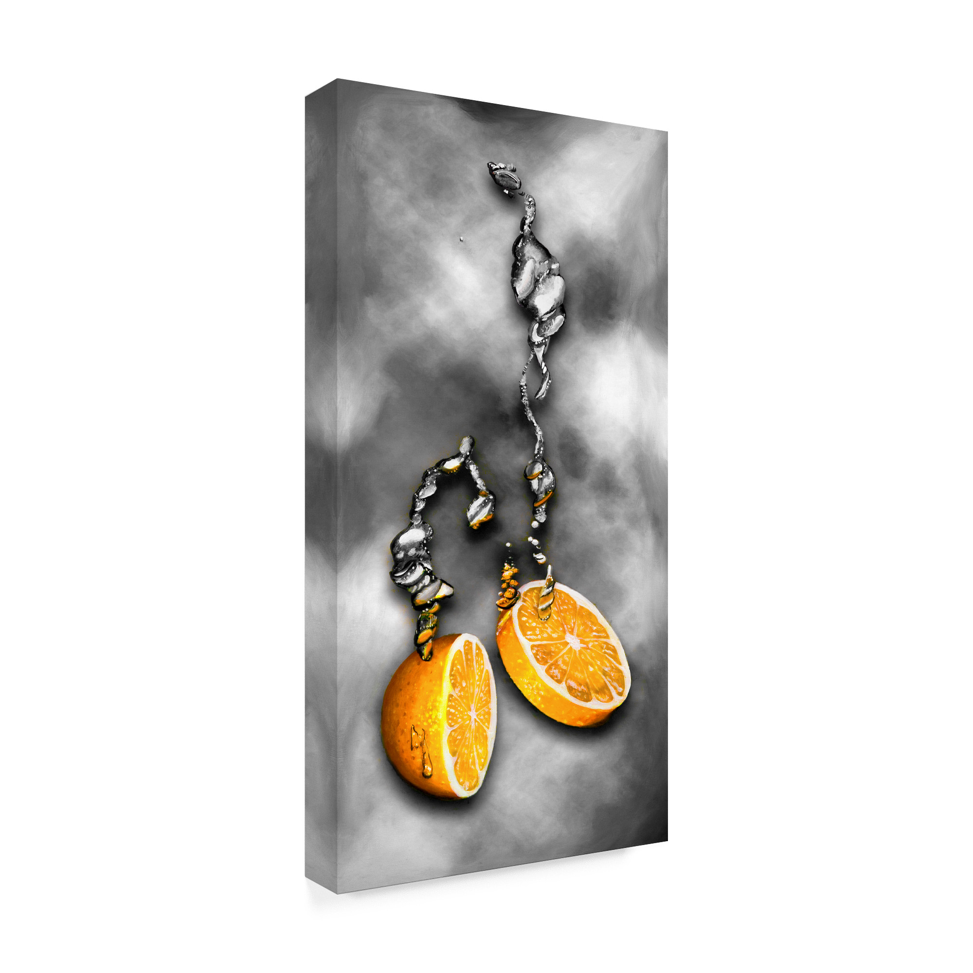 Trademark Fine Art 'Orange Splash over Marble' Canvas Art by Roderick Stevens