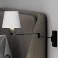 thumbnail image 3 of Avec Seymour Collection Modern Farmhouse Matte Black Wall Indoor Sconce with White Fabric Shade, 3 of 21