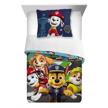 PAW Patrol Kids Comforter and Sham, 2-Piece Set, Twin/Full, Reversible, Blue, Nickelodeon