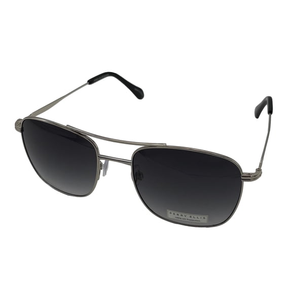 Perry Ellis Metal Men's Square Aviator Sunglasses, Silver, 2-Pack