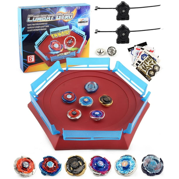 Set de batalla Toy Bey Battling Top Stadium Blade AIBREAY con 6 peonzas de metal Fusion, 2 lanzadores, 1 arena para niños y niños a partir de 6