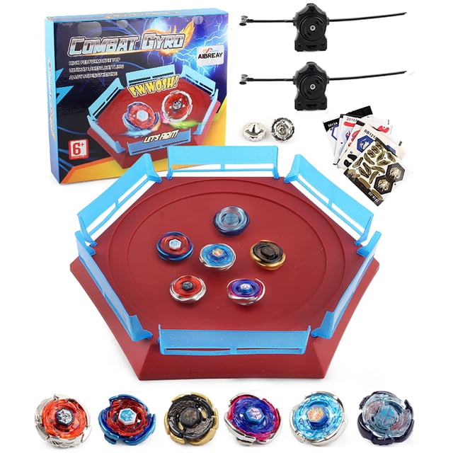 Set de batalla Toy Bey Battling Top Stadium Blade AIBREAY con 6 peonzas de metal Fusion, 2 lanzadores, 1 arena para niños y niños a partir de 6