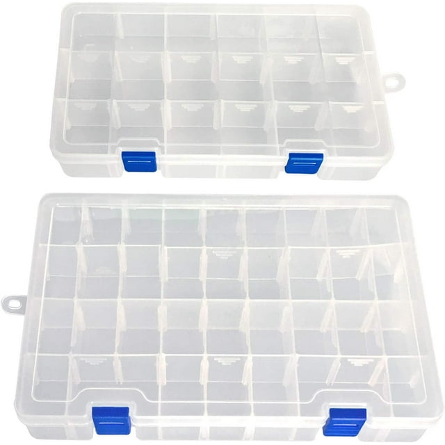 Clear Plastic Organizer Box with Adjustable Dividers and Removable Grid for Tackle Fishing Hooks Crafts Screws Nuts Bolts Earrings Beads Jewelry and Tools ( Girdx )