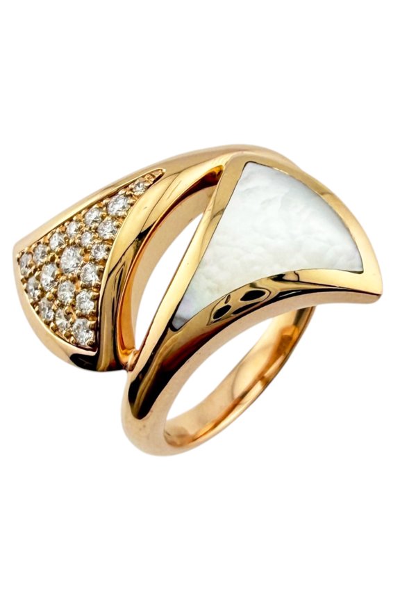 Pre-Owned BVLGARI Diva's Dream Ring, 1, 18K Pink Gold, 52ct Diamonds, Mother-of-Pearl, Women's...