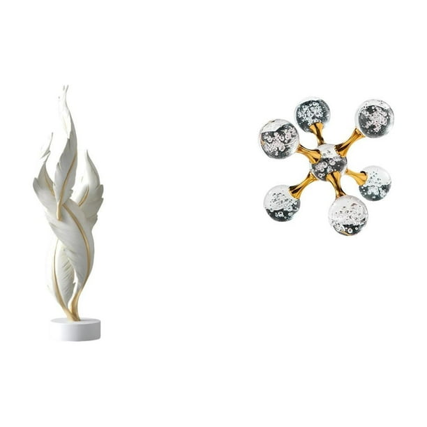 Figura decorativa,Escultura de plumas para escritorio,oficina,decoración del hogar,Figura decorativa de escritorio para decoración de mesa del hogar,Figura de escritorio,Figura esférica para