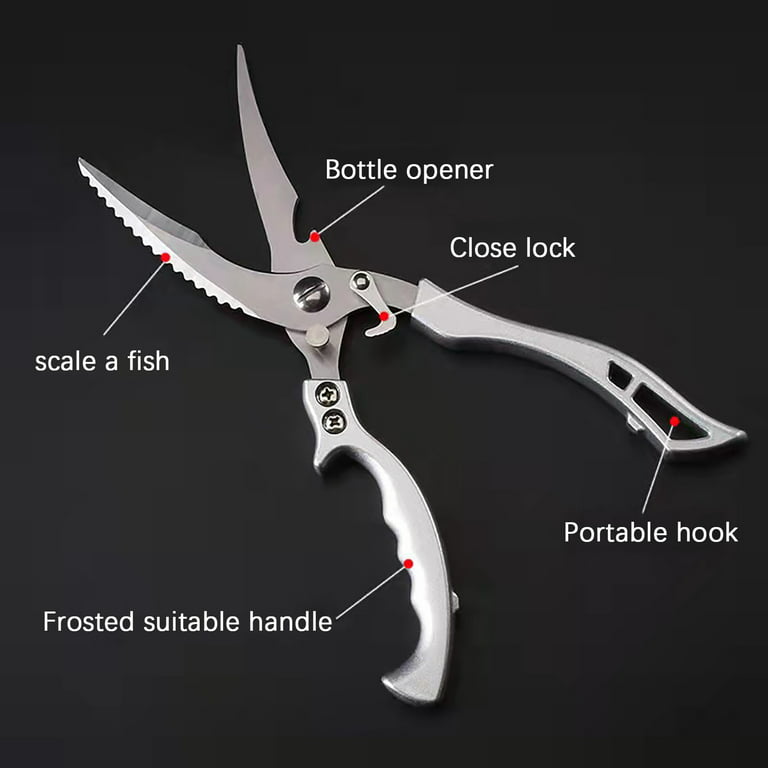 Heavy Duty Stainless Steel Bone-Cut Scissors，Chicken Scissors Kitchen  Scissors Multi-function Fish Chicken Scissors
