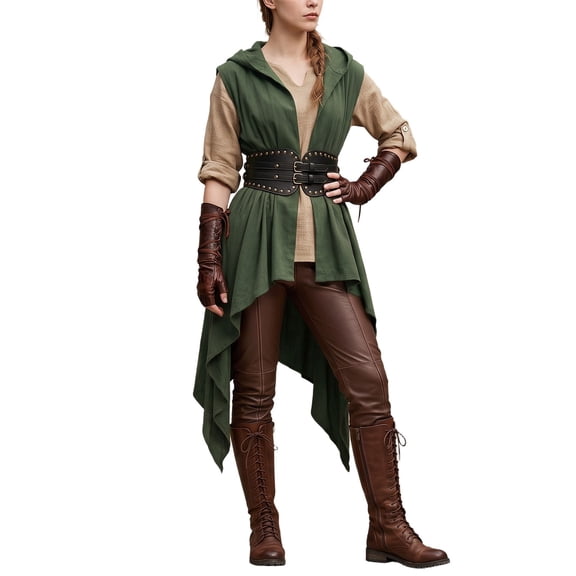 Bainana Halloween Hooded Tops For Adult Women Medieval Theme Stage Performance Clothes For Halloween Party
