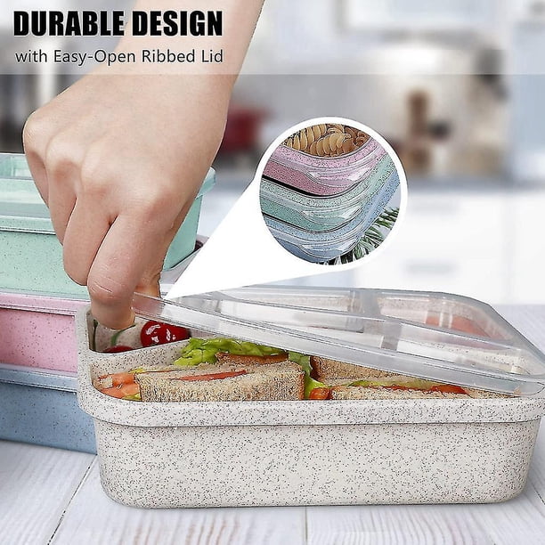 Caja De Almuerzo Dechable De Plástico PP 5 Con Compartimento Para Comida Para Llevar, Envas De Comida De Plástico Aptos Para Microondas