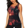thumbnail image 1 of Fotbe Lone Rider Under Red Sky Blusas Sin Mangas para Mujer – Estilo Casual, Corte Suelto, Slim-Fit, Cuello Redondo Deportivo, Tops de Verano para Gimnasio y Yoga-Large, 1 of 7