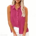 thumbnail image 7 of Busydd Tank Top for Women Dressy Casual Sleeveless Button Down Shirts for Women Casual Solid Color Lapel Women's Tank Tops with Pocket S, 7 of 7