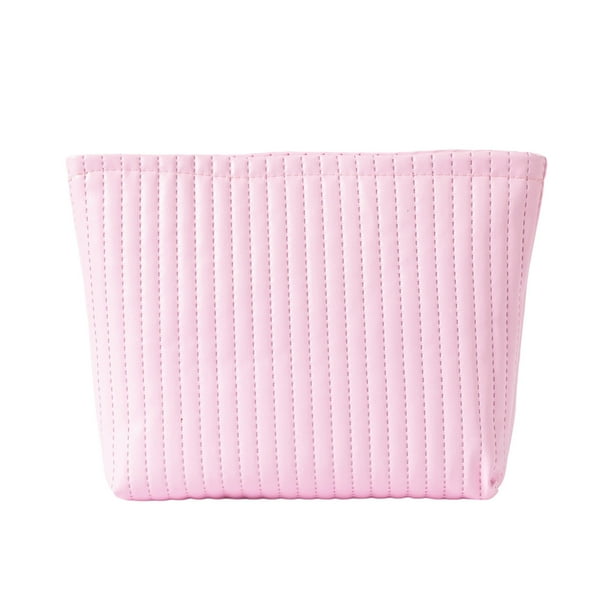 Bolsa de maquillaje impermeable para llevar en la mano, bolsa de cosméticos con bloques de colores a rayas, bolsa de aseo portátil para mujer, diseño a prueba de fugas, material de poliéster, varios