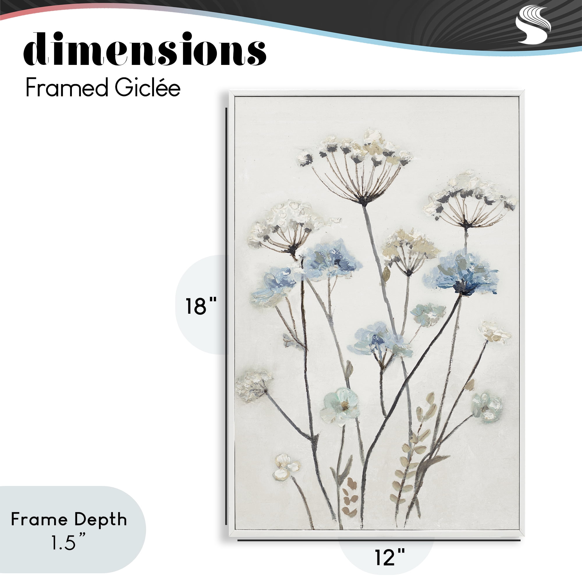 Stupell Industries Soft Jardin Azul White Framed Giclee Art, design by Patricia Pinto