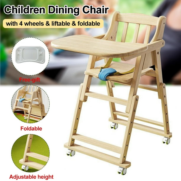 Beyond Wooden High Chair With Tray 4 Gear Baby Infant Dining High Chair Walmart Com Walmart Com