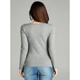 thumbnail image 4 of Emmalise Women's Plain Basic Scoop Neck Long Sleeve TShirt Tee - H Gray, M, 4 of 4