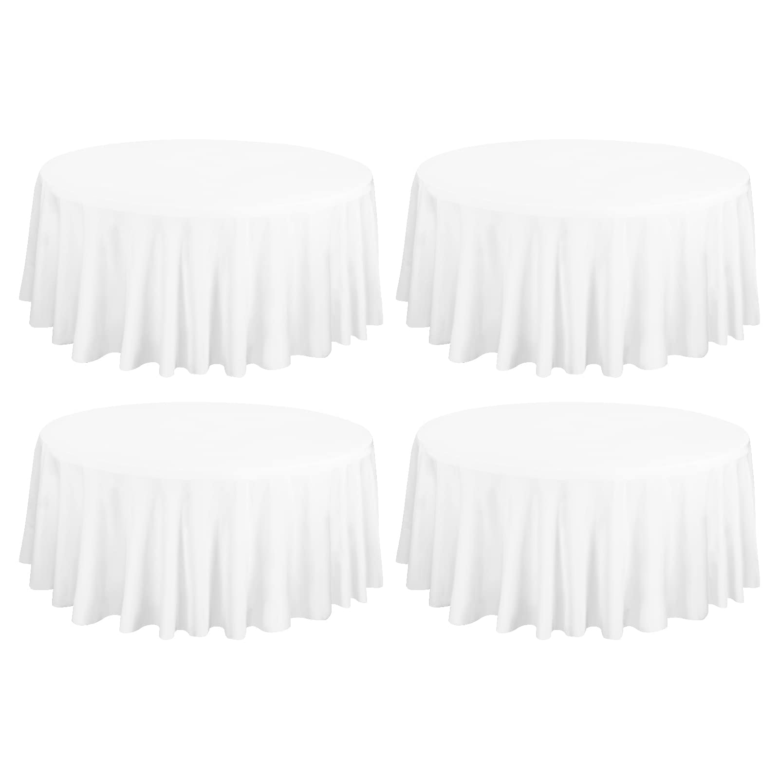 "4 Packs Round Polyester Tablecloths, 108 inch White Table Cover fit