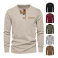 thumbnail image 2 of Camisa Henley De Pana De Casual, Playera Delgada De Manga La, 2 of 8