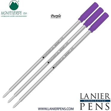 Lanier Combo Pack - 3 Pack - Monteverde Soft Roll Ballpoint C13 Paste Ink Refill Compatible with most Cross Style Ballpoint Pens - Purple (Medium Tip 0.7mm)