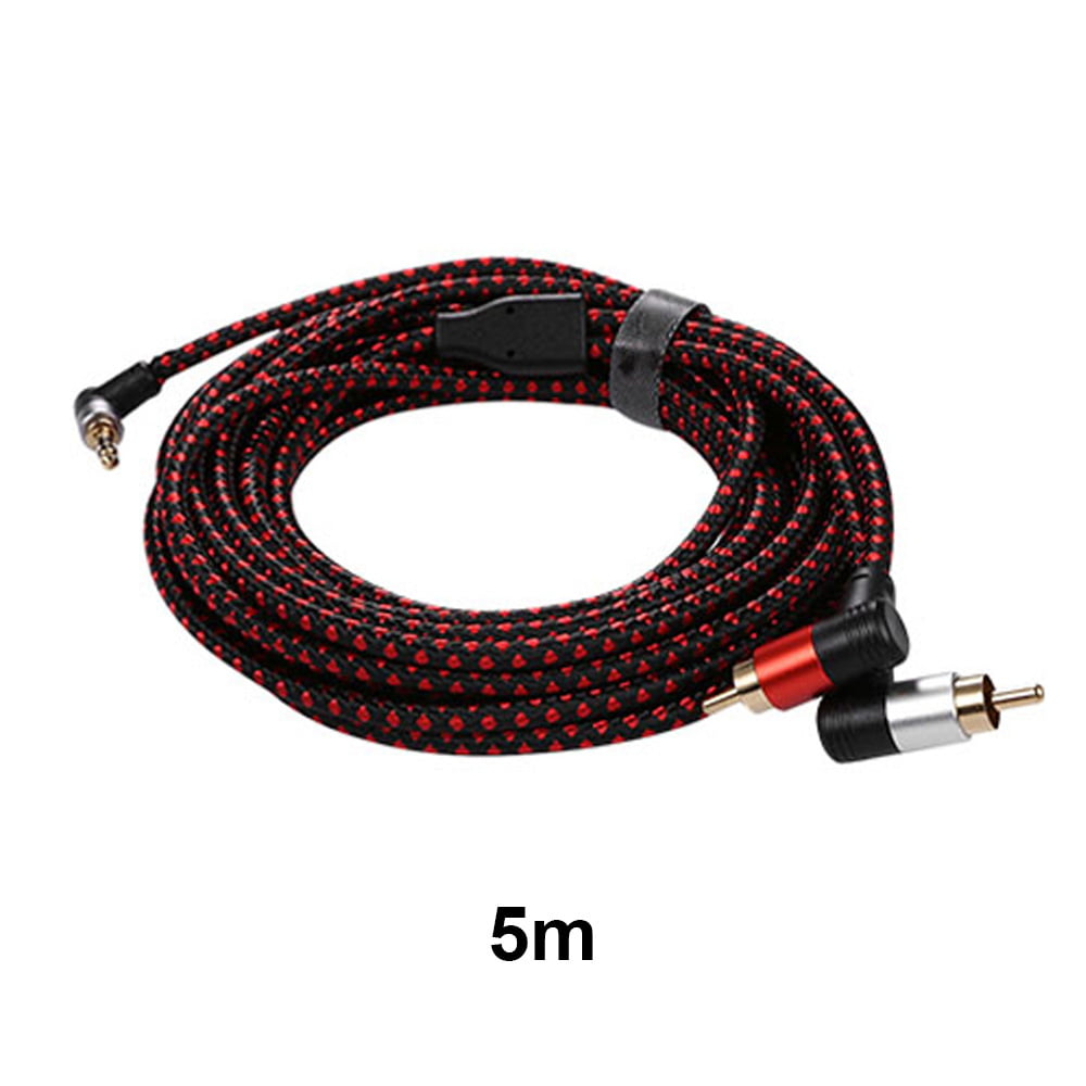 3.5mm Jack Male to 2 RCA Cotton Braided Aux Cable for Home Theater Speaker 