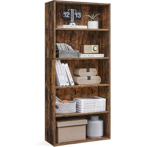 Taoset 6-Tier Bookcase, 63" Tall Retro Brown
