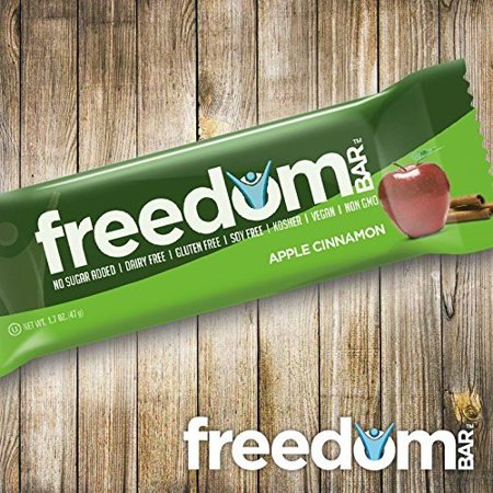 Freedom Bar Nutrition Bar - 1.7 Oz - 180 Calories - No Sugar Added, Dairy Free, Gluten Free, Soy Free - Kosher, Vegan, Non Gmo (Apple Cinnamon, 8 Bars)