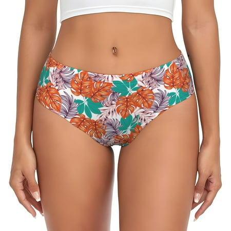 Womens Underwear - Hawaiian Style Blue Orange No Show Seamless Underwear for Women  Soft Stretch Womens Panties  Hipster Ladies Panties Bikini Underwear Briefs