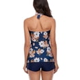 thumbnail image 2 of Defitshape Women's High Waisted Swimsuits Tankini Maternity Pregnancy Bathing Suit 2 Piece Halter Modest V Neck Slimming Ruched Padded Tie Knot Navy 4, 2 of 5