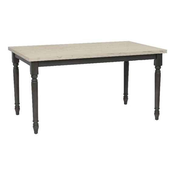 Linon Willow 2 Tone Dining Table in Smokey White and Dark Gray Stained Wood