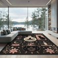thumbnail image 2 of ODIKA 6'x9' Washable Area Rug Non-Slip, Chair-Friendly, Black Pink Enchanted Nighttime Whimsical Design Elegant Celestial Motifs with Floral for Dining Room, Under Table, Office Décor, 2 of 7