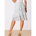 thumbnail image 4 of Unique Bargains Jupe Midi en Chiffon à Taille Élastique pour Femmes Beige L, 4 of 5