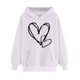 thumbnail image 2 of Aobny 2024 Womens Sweatshirts Cute White Long Sleeve Heart Hoodies Hooded Womans Blouses Dressy, 2 of 5