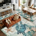 thumbnail image 5 of Teal Sea Turtle 2.7x5 Area Rugs, Coastal Coral Ocean Nautical Vintage Non-Skid Rubber Backing Large Rectangle Rugs - Living Room Bedroom Home Office, Indoor Floor Mat Carpets Washable Rug, 5 of 9