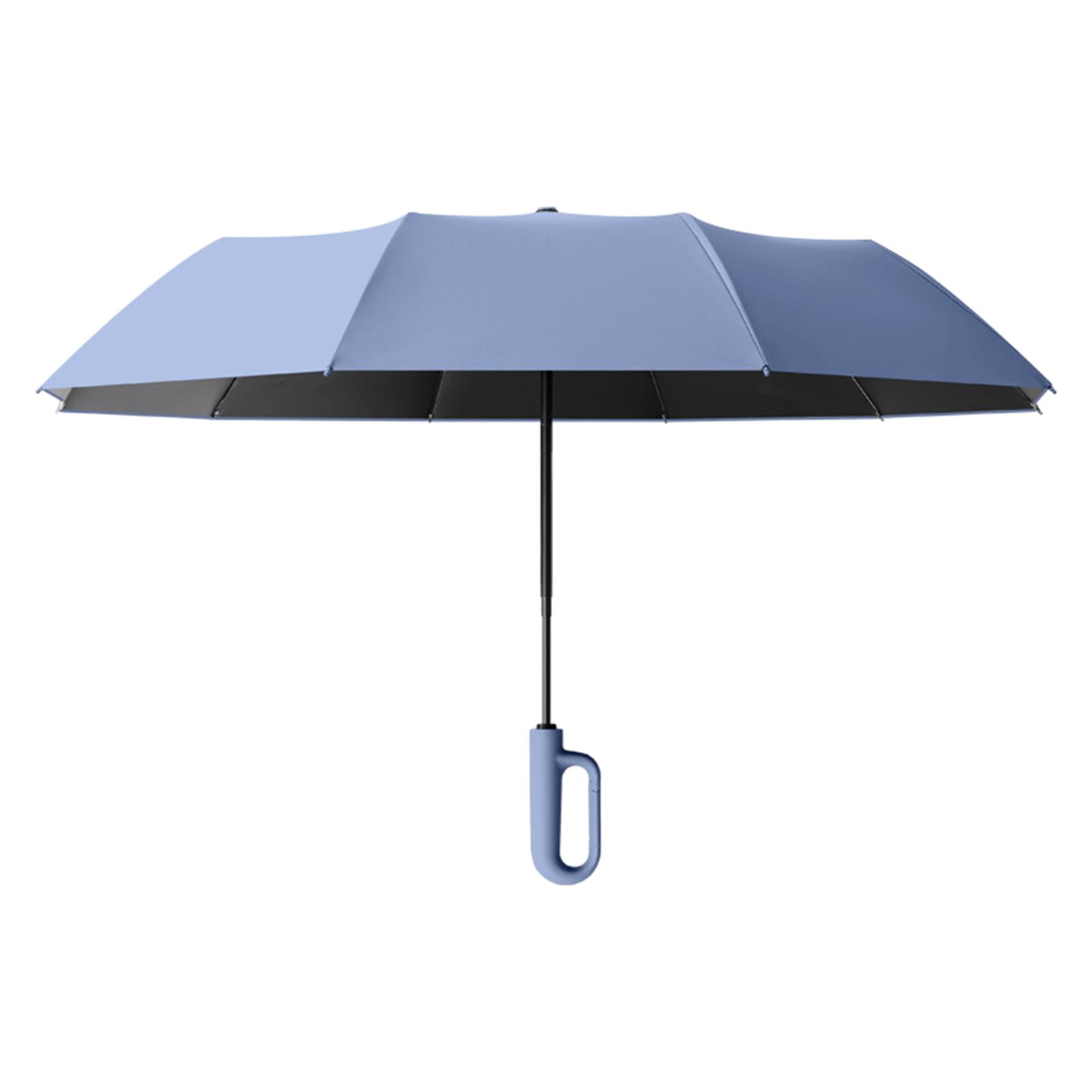 Milageto Automatic Folding Umbrella Folding Travel Umbrella for Outdoor Beach Camping Blue 125cmx82cm