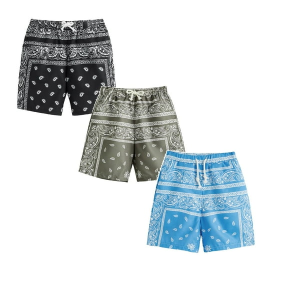 XEGLSBU 3 pack Boys Shorts Size 6-7 Kids Elastic Waist Shorts for Boys and Girls Comfortable Casual Playwear Breathable Summer Active Wear Toddler to Adjustable Fit Size 11-12 Years